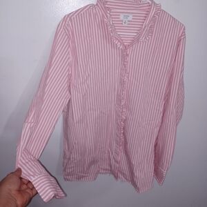 crown & ivy Pink Striped Button Down Shirt